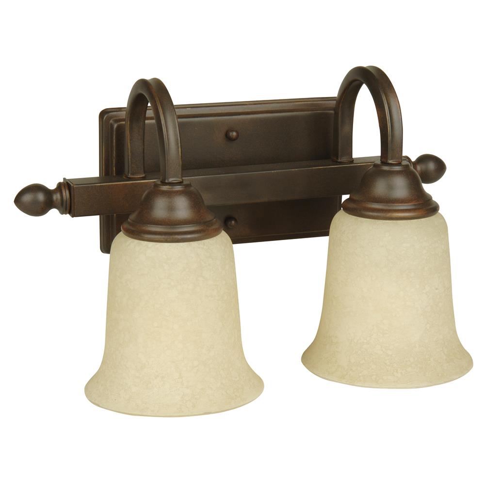 Craftmade 15214AG2 Madison 2 Light Vanity in Aged Bronze Textured with Antique Scavo Glass